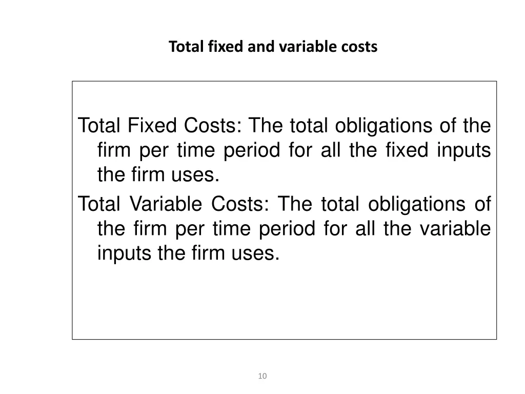 total fixed and variable costs