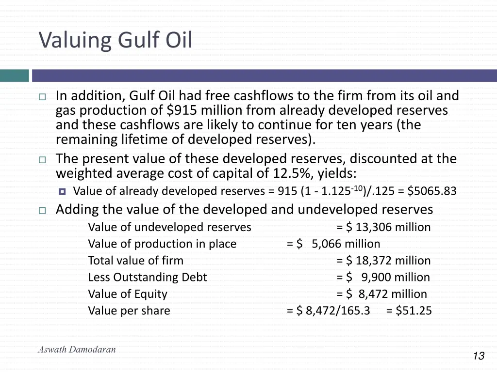 valuing gulf oil 1