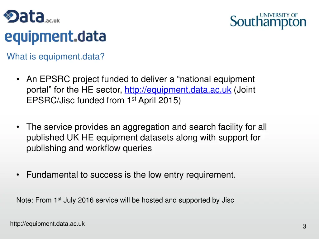what is equipment data