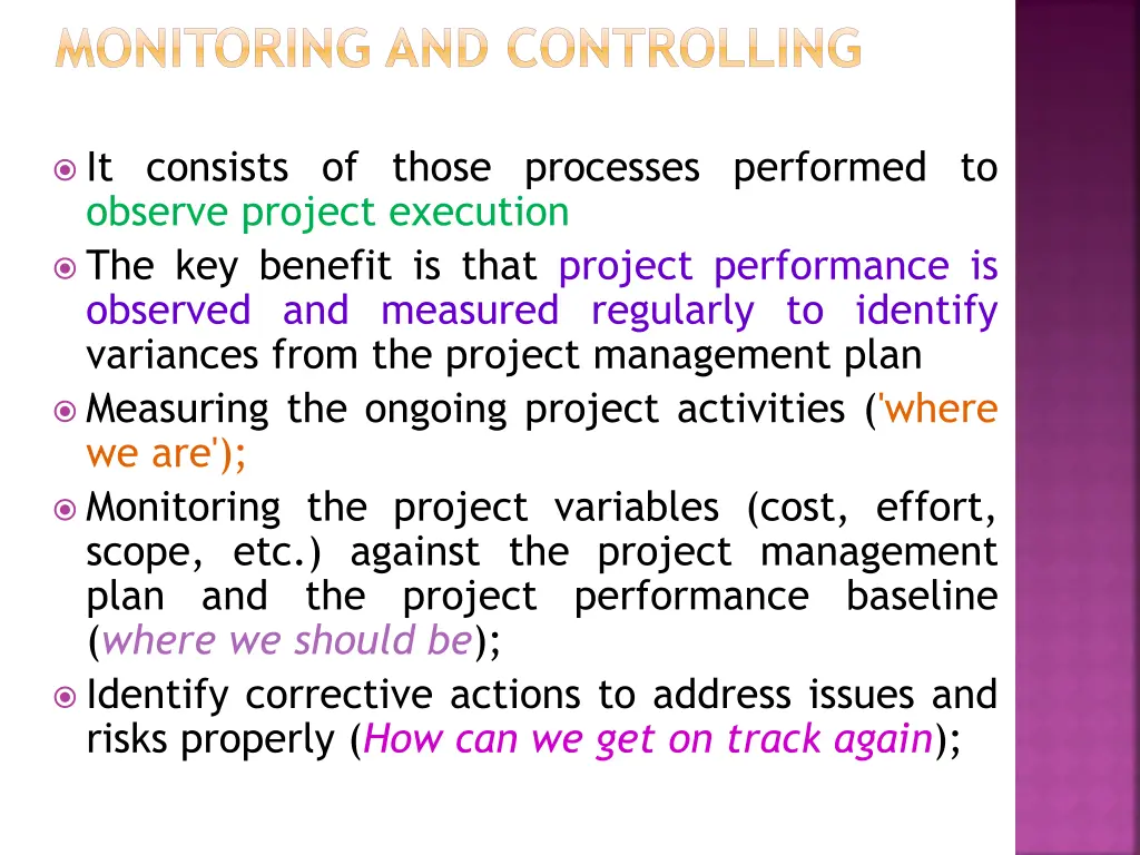 monitoring and controlling