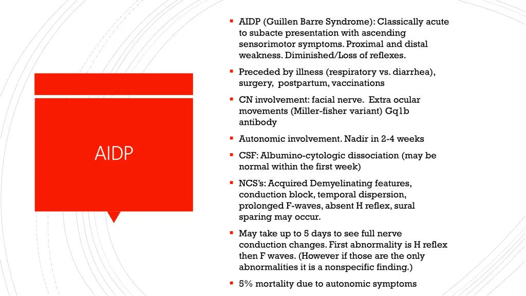 aidp guillen barre syndrome classically acute