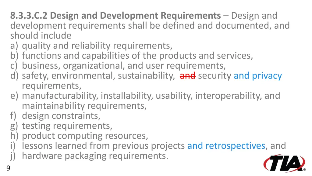 8 3 3 c 2 design and development requirements