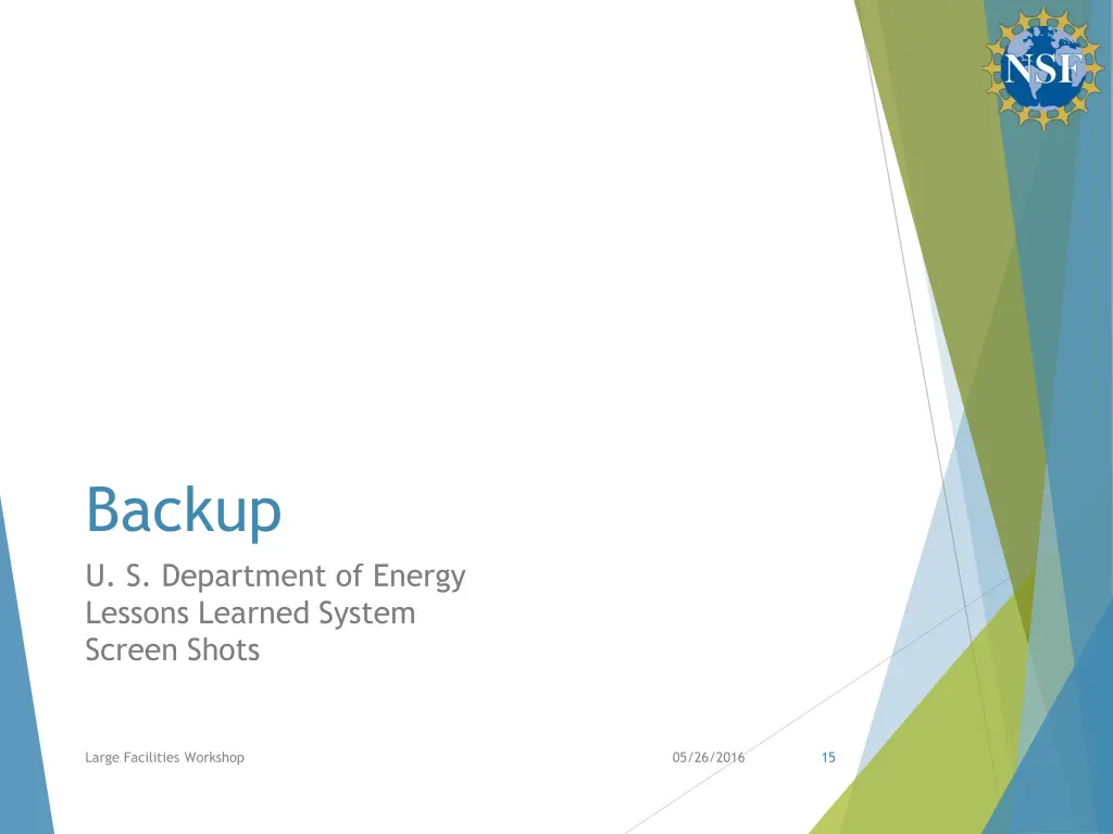 backup u s department of energy lessons learned