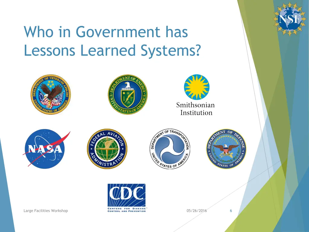 who in government has lessons learned systems