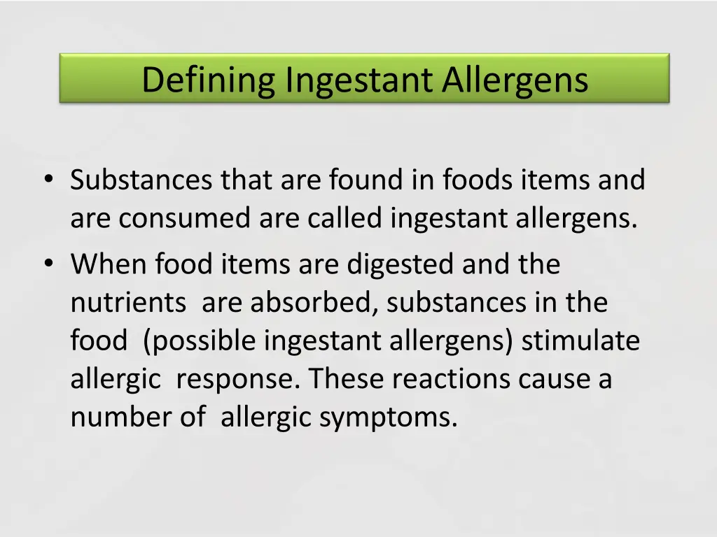 defining ingestant allergens