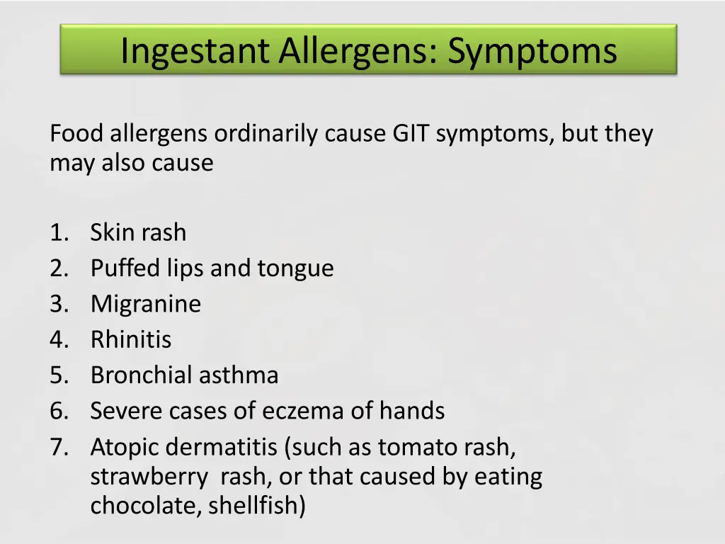ingestant allergens symptoms