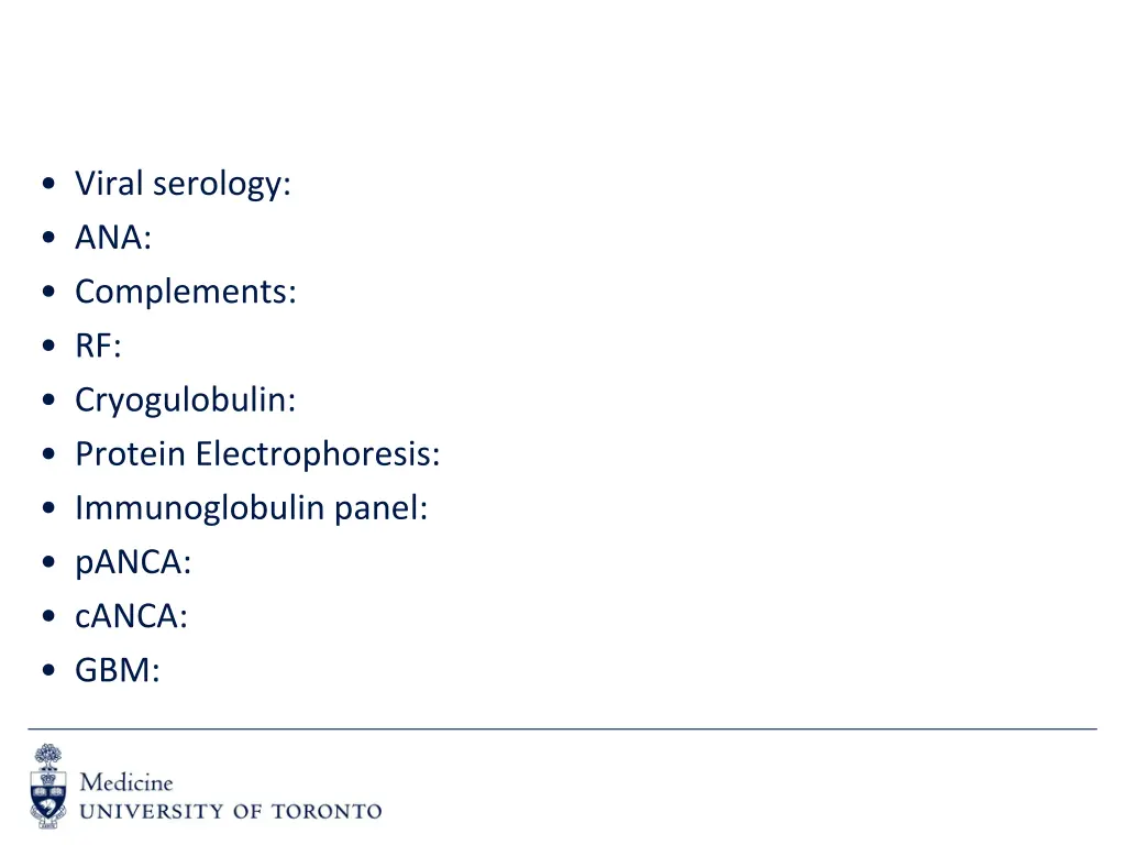 viral serology ana complements rf cryogulobulin