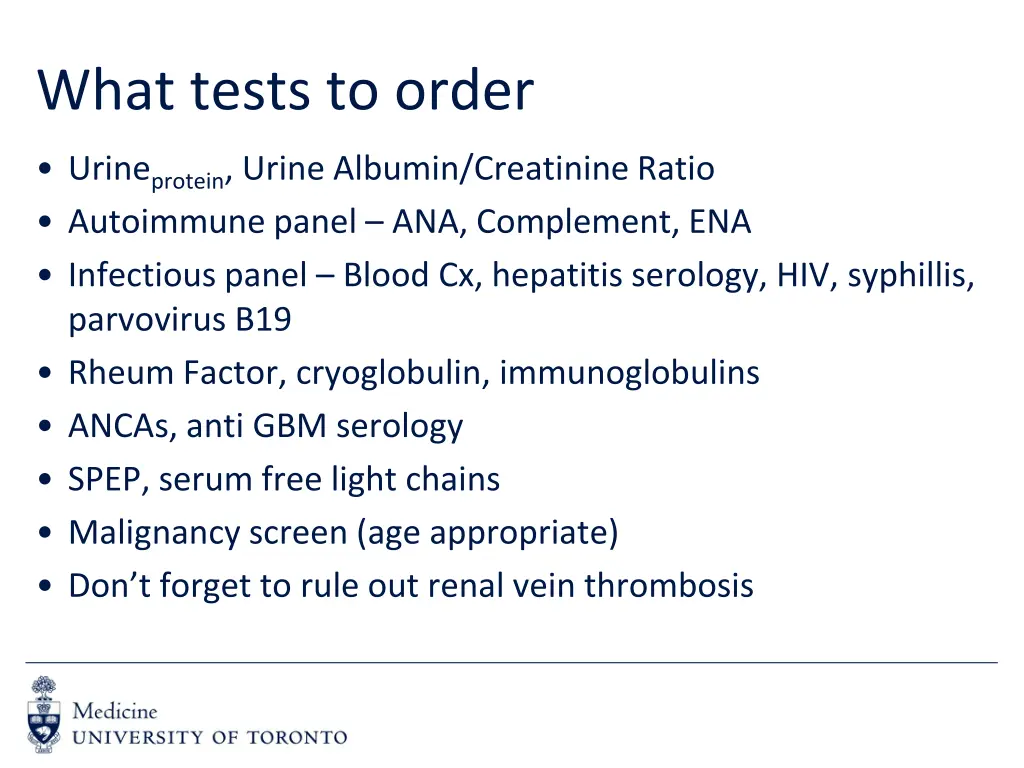 what tests to order