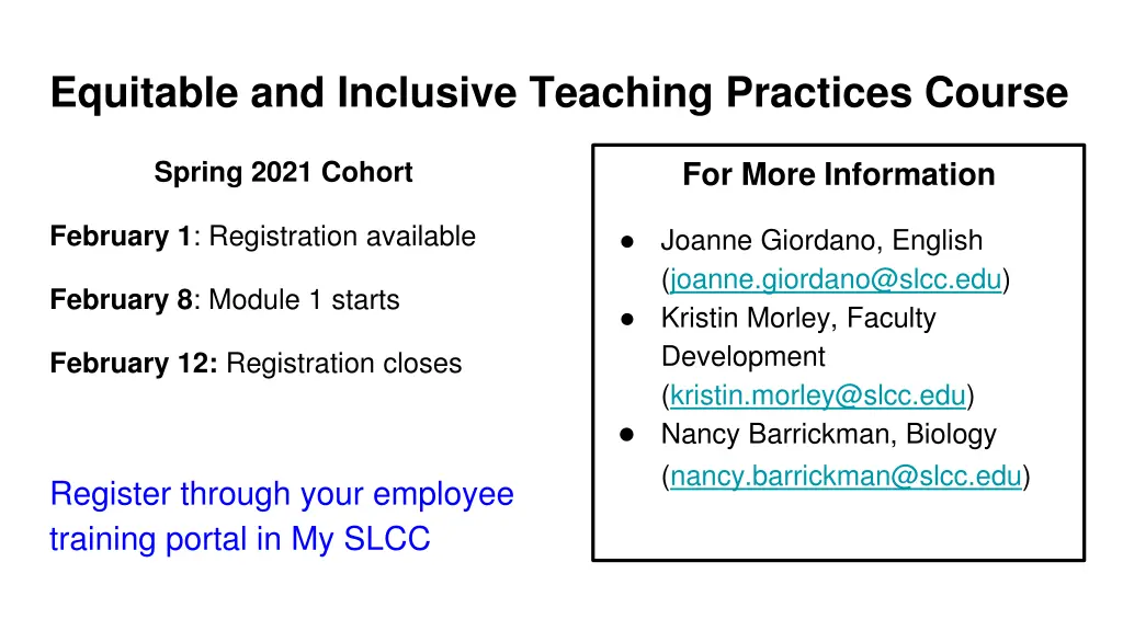 equitable and inclusive teaching practices course 1