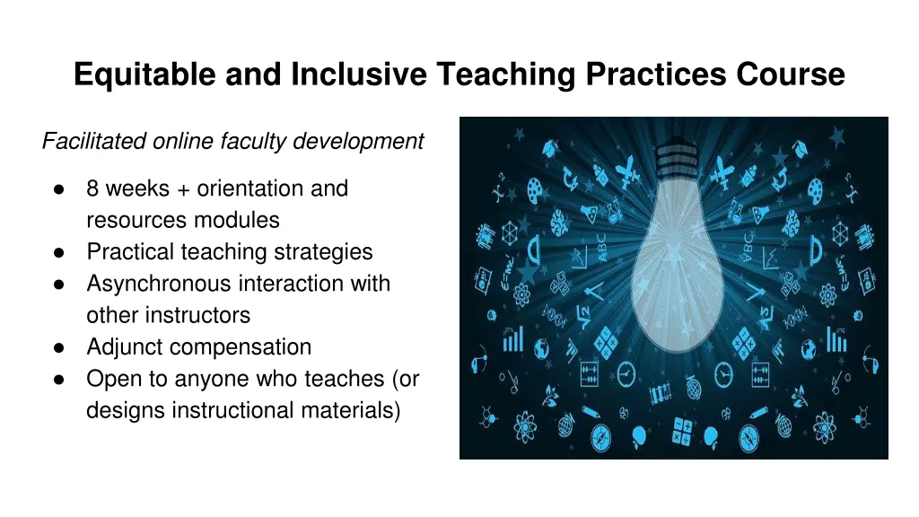 equitable and inclusive teaching practices course