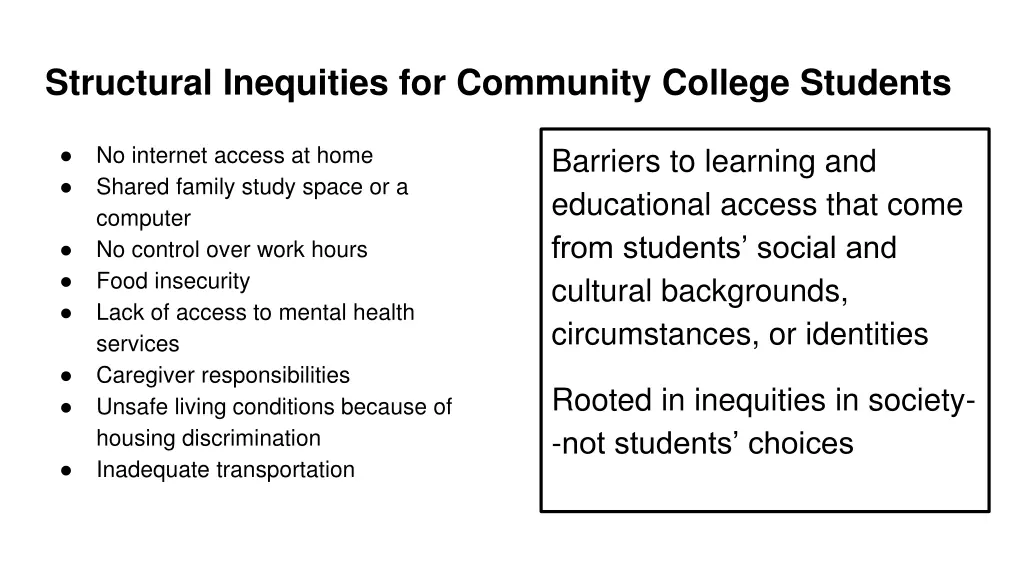 structural inequities for community college