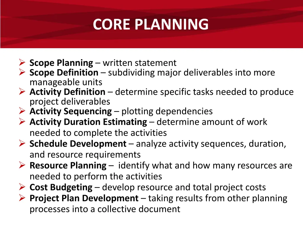 core planning
