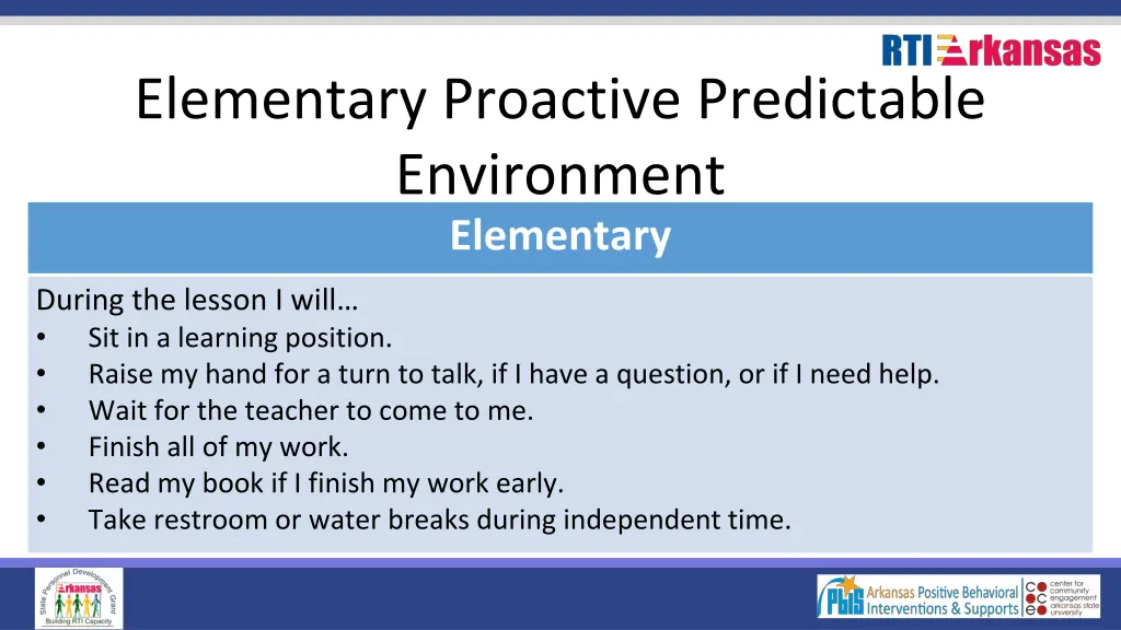 elementary proactive predictable environment