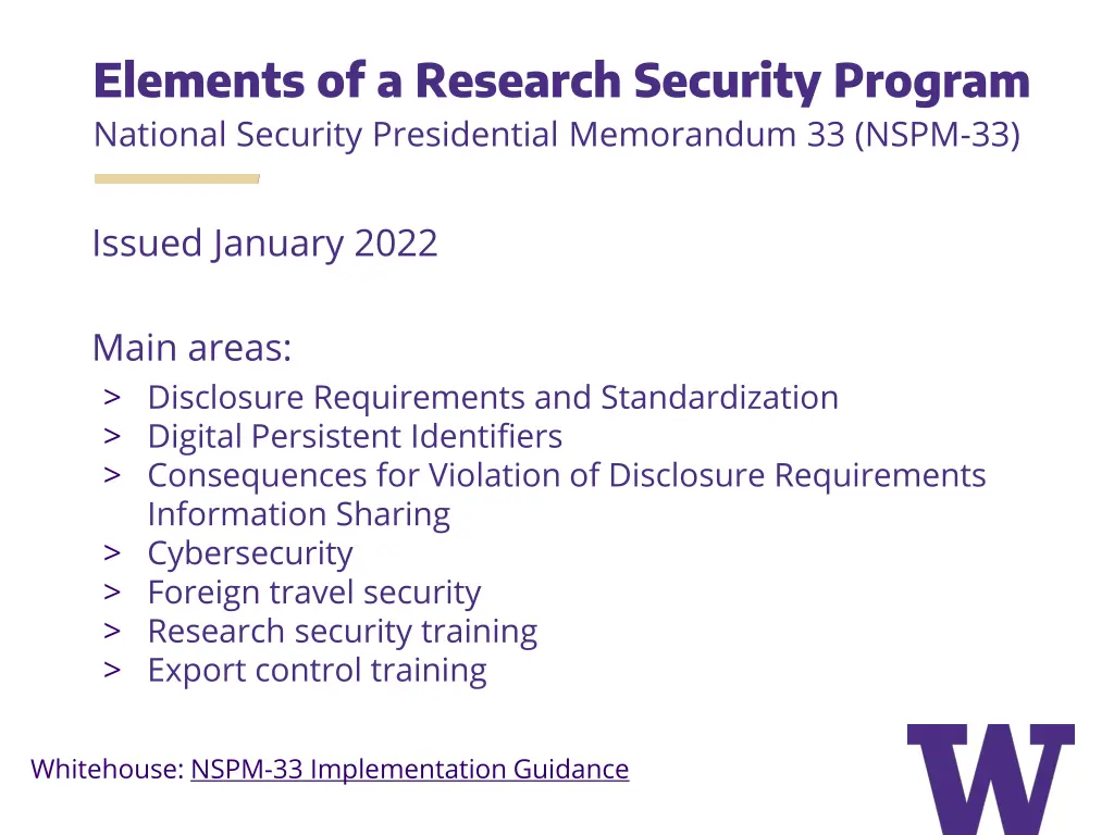 elements of a research security program national