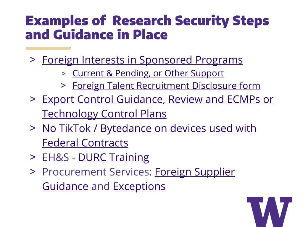 examples of research security steps and guidance