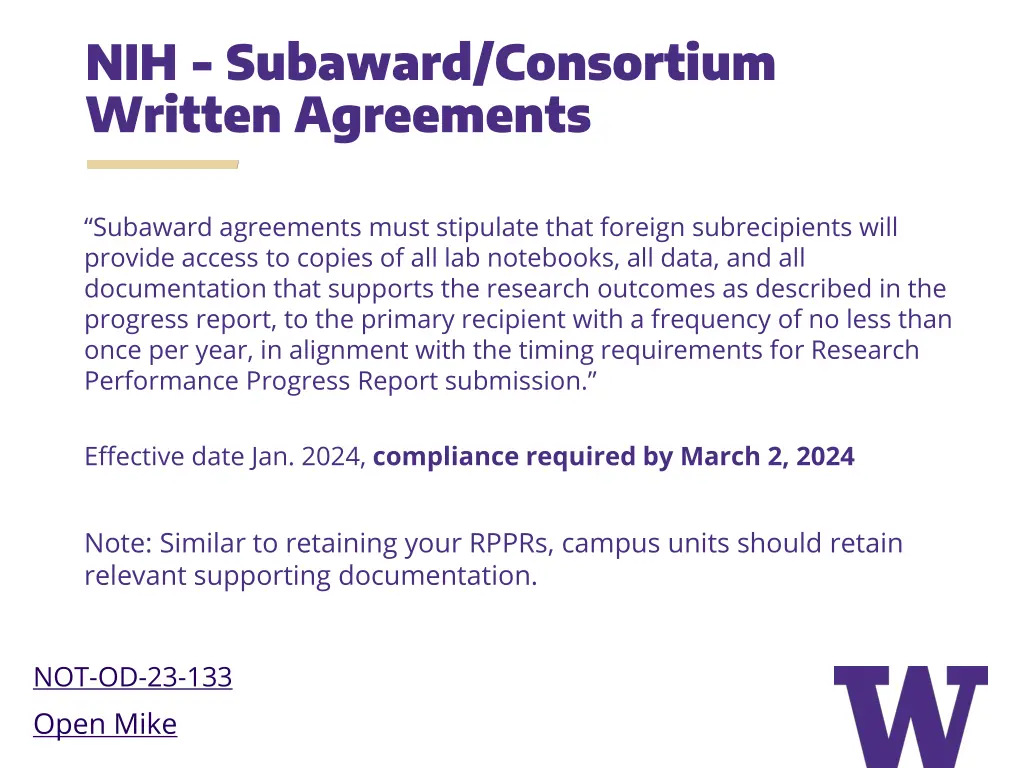 nih subaward consortium written agreements