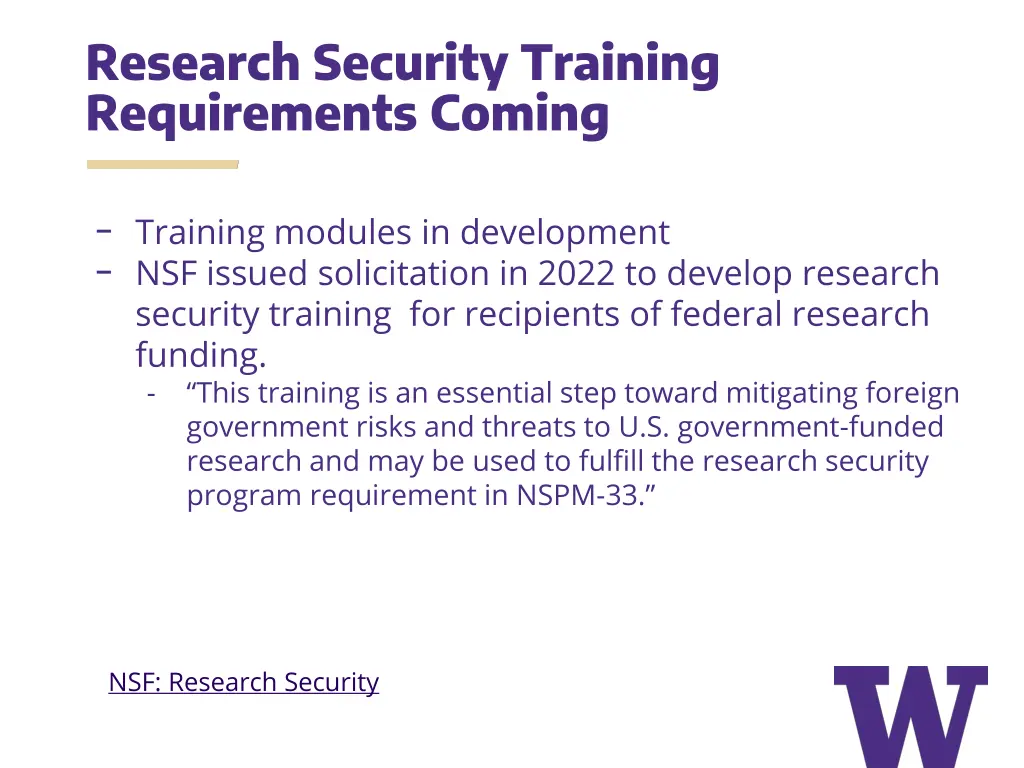 research security training requirements coming