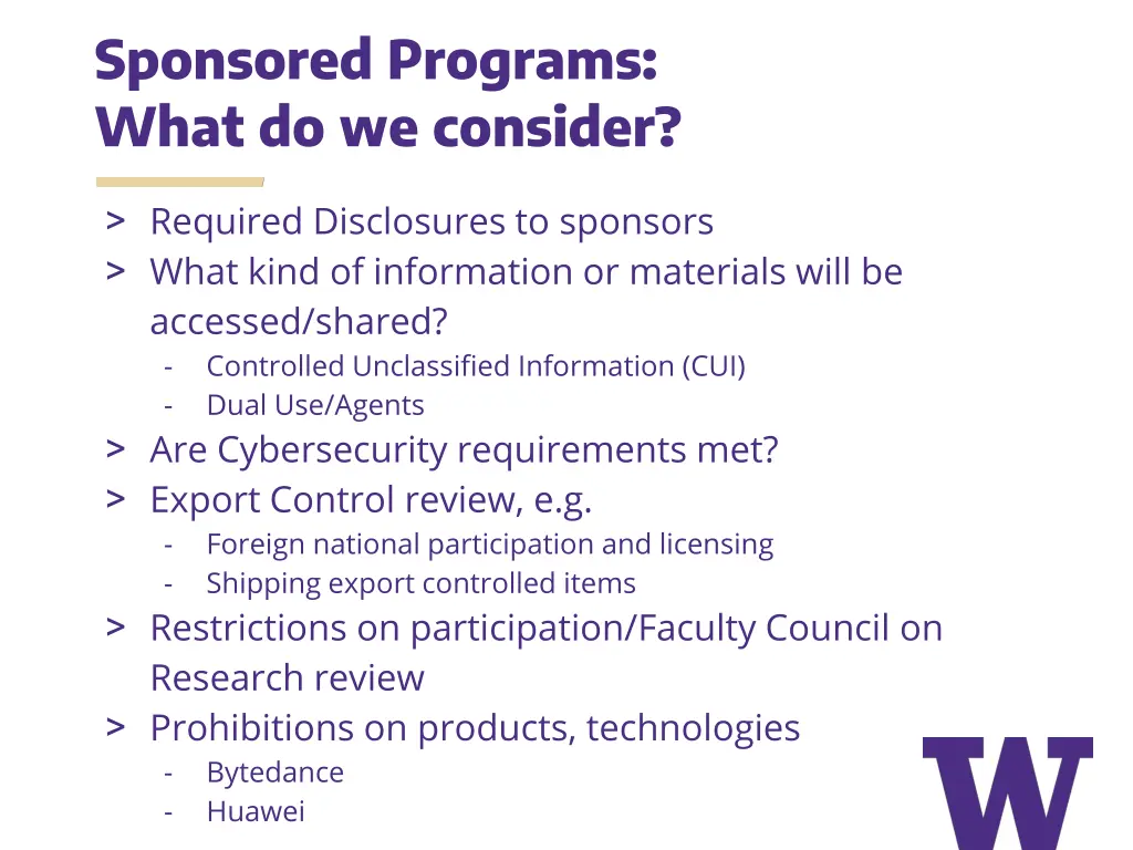 sponsored programs what do we consider