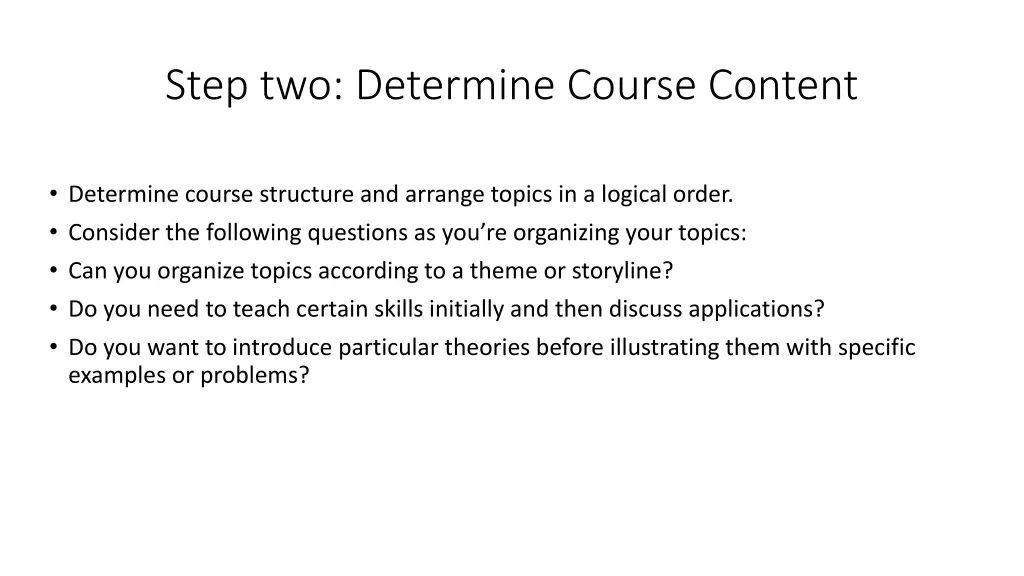 step two determine course content 1