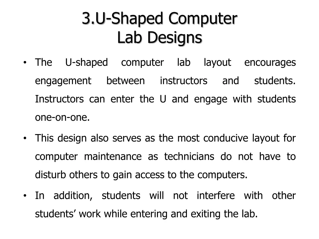 3 u shaped computer lab designs