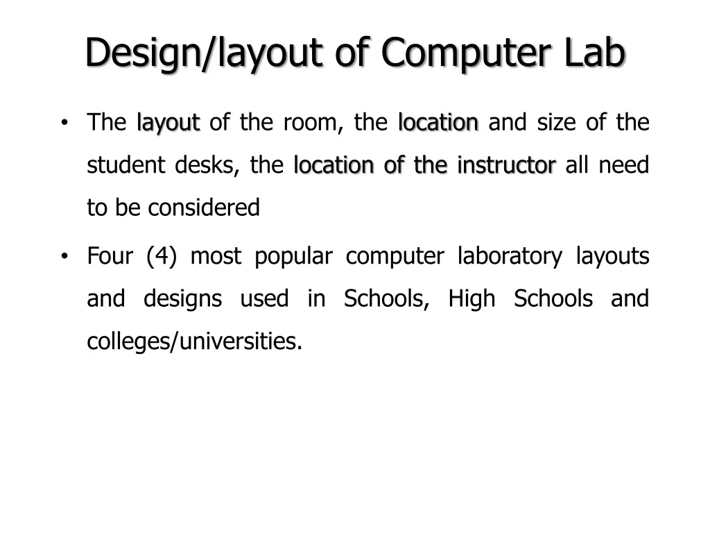 design layout of computer lab