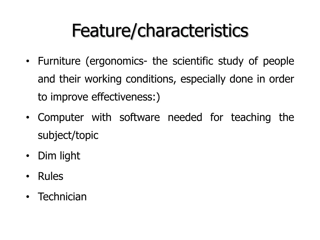feature characteristics 1