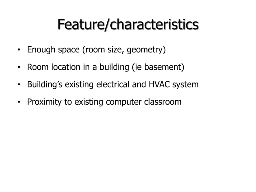 feature characteristics