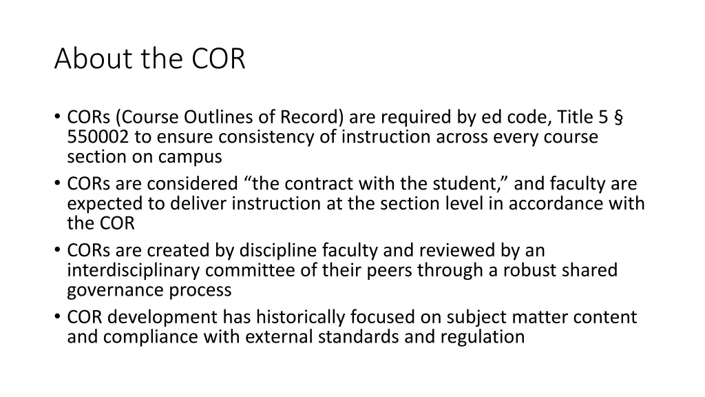 about the cor