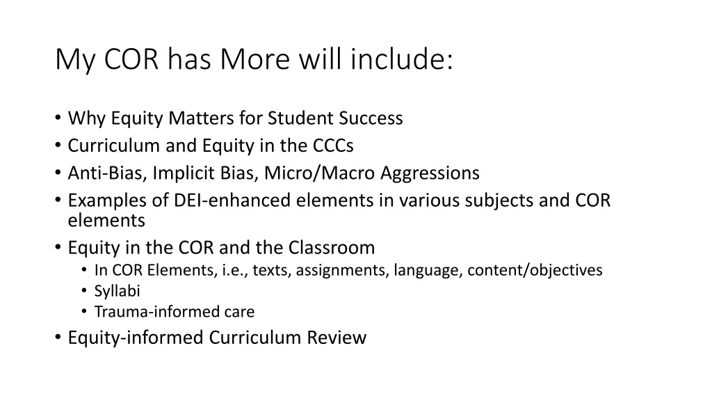 my cor has more will include