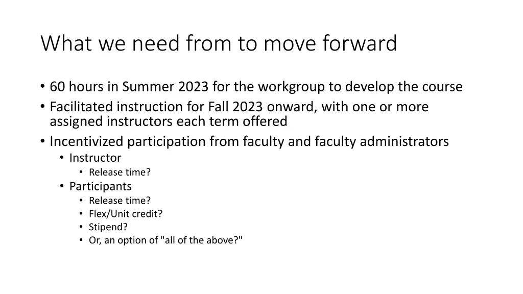what we need from to move forward