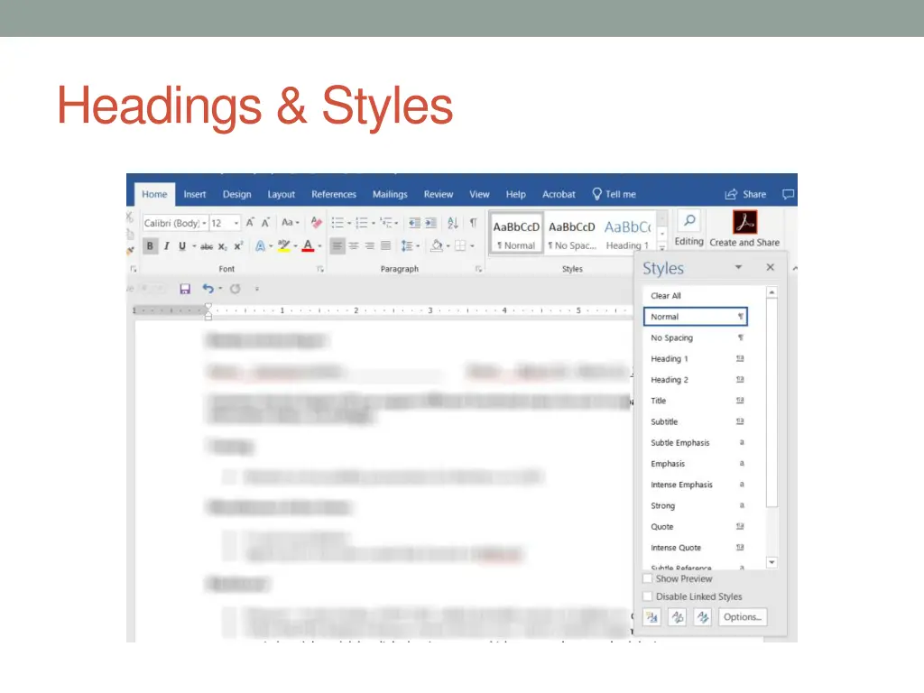 headings styles