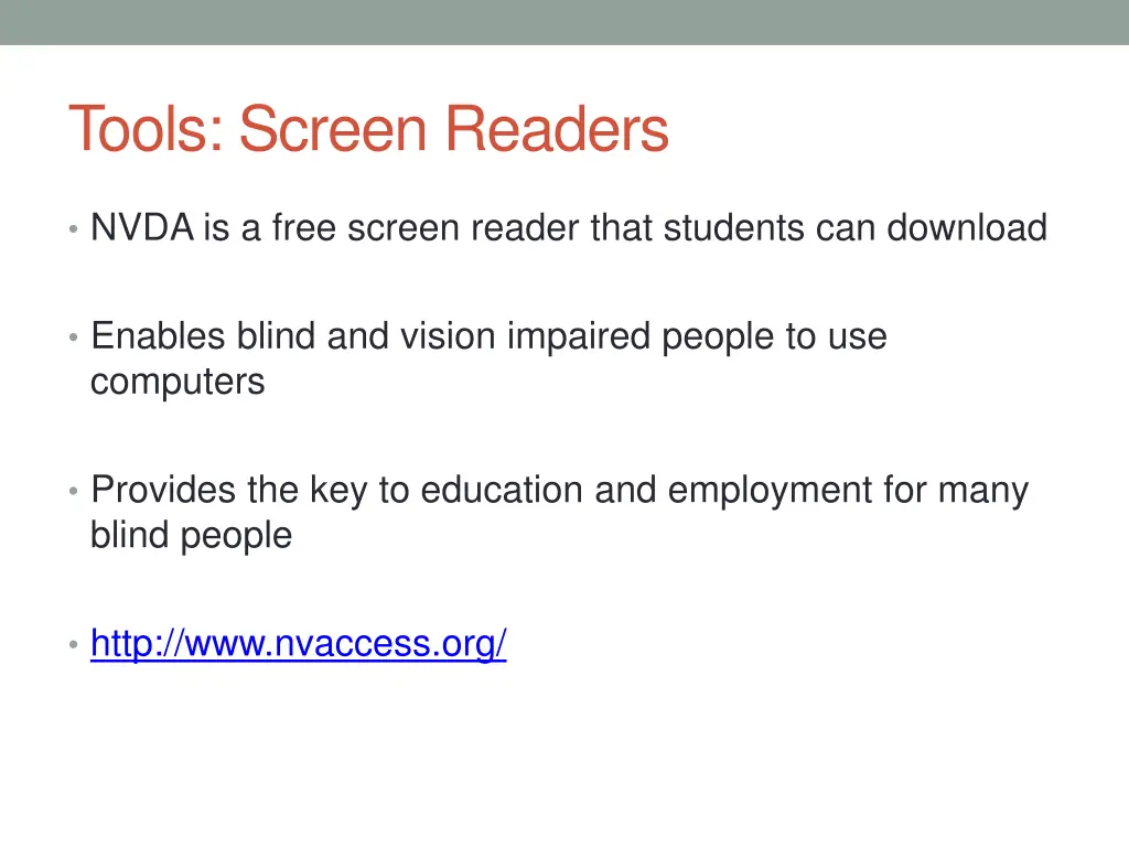 tools screen readers