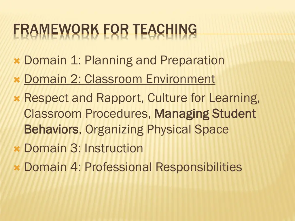 framework for teaching