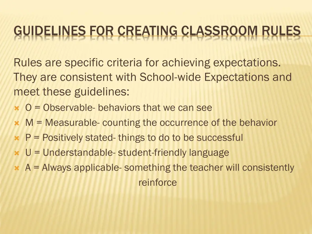guidelines for creating classroom rules