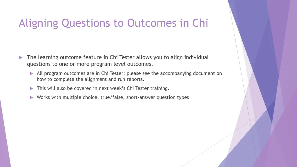 aligning questions to outcomes in chi