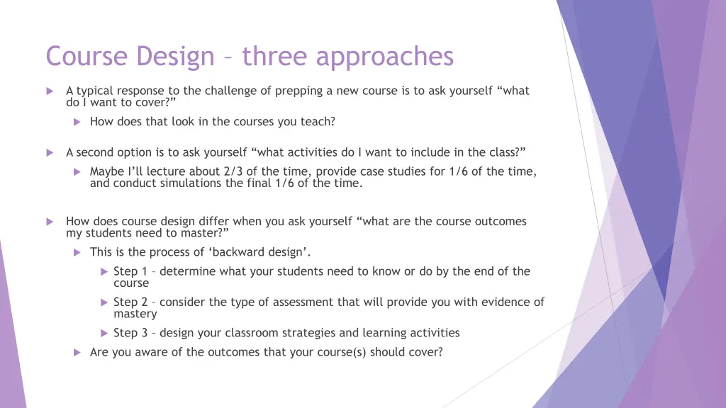 course design three approaches