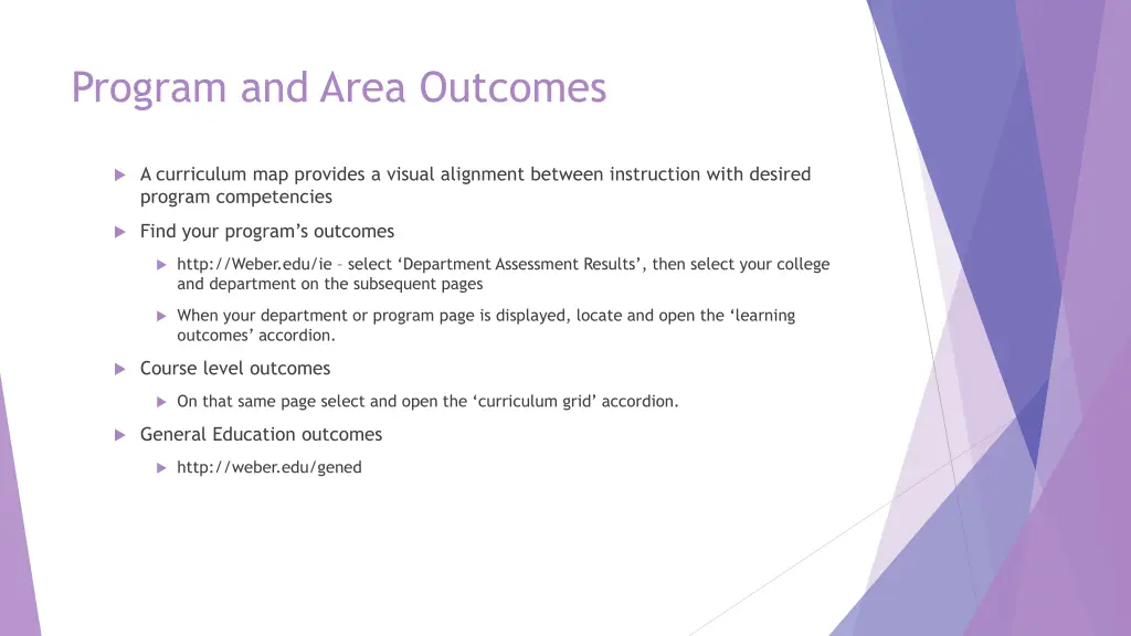 program and area outcomes