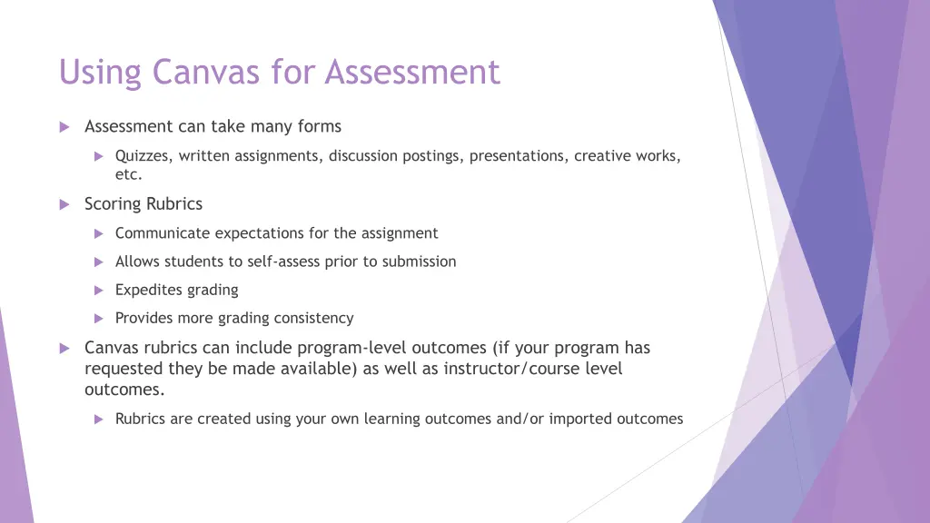 using canvas for assessment