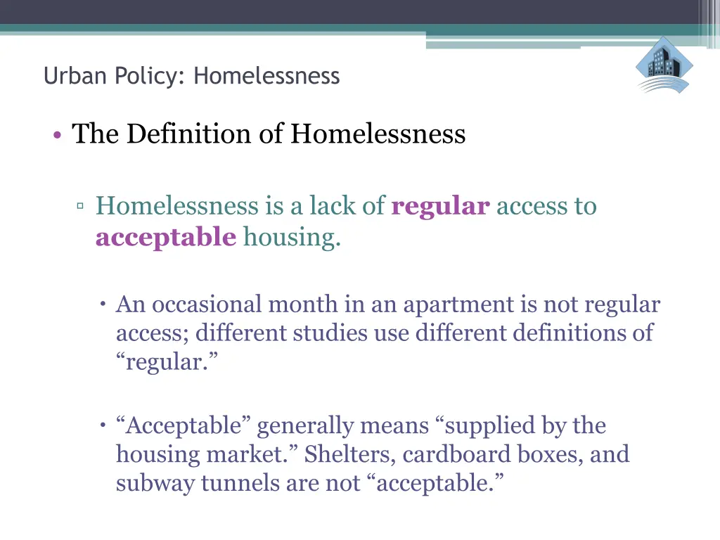 urban policy homelessness 1
