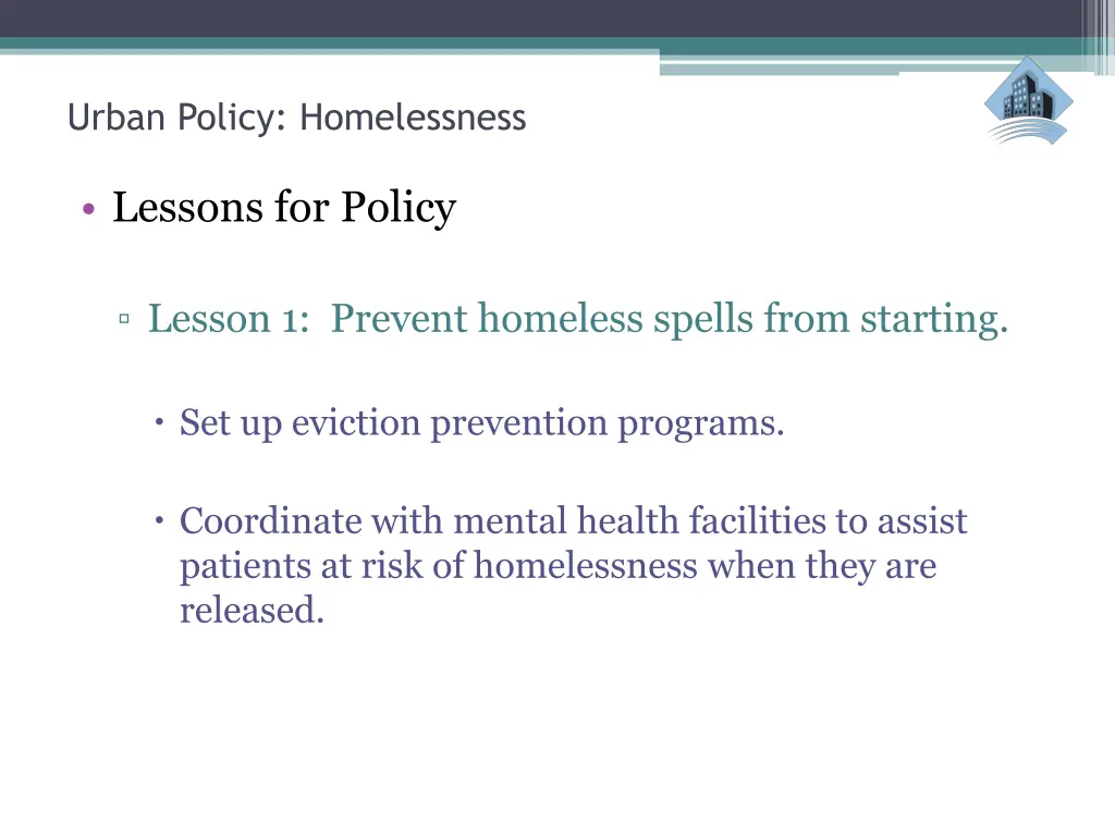 urban policy homelessness 16