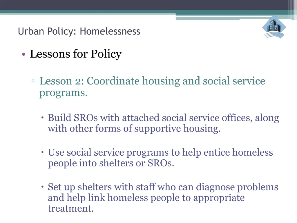 urban policy homelessness 17