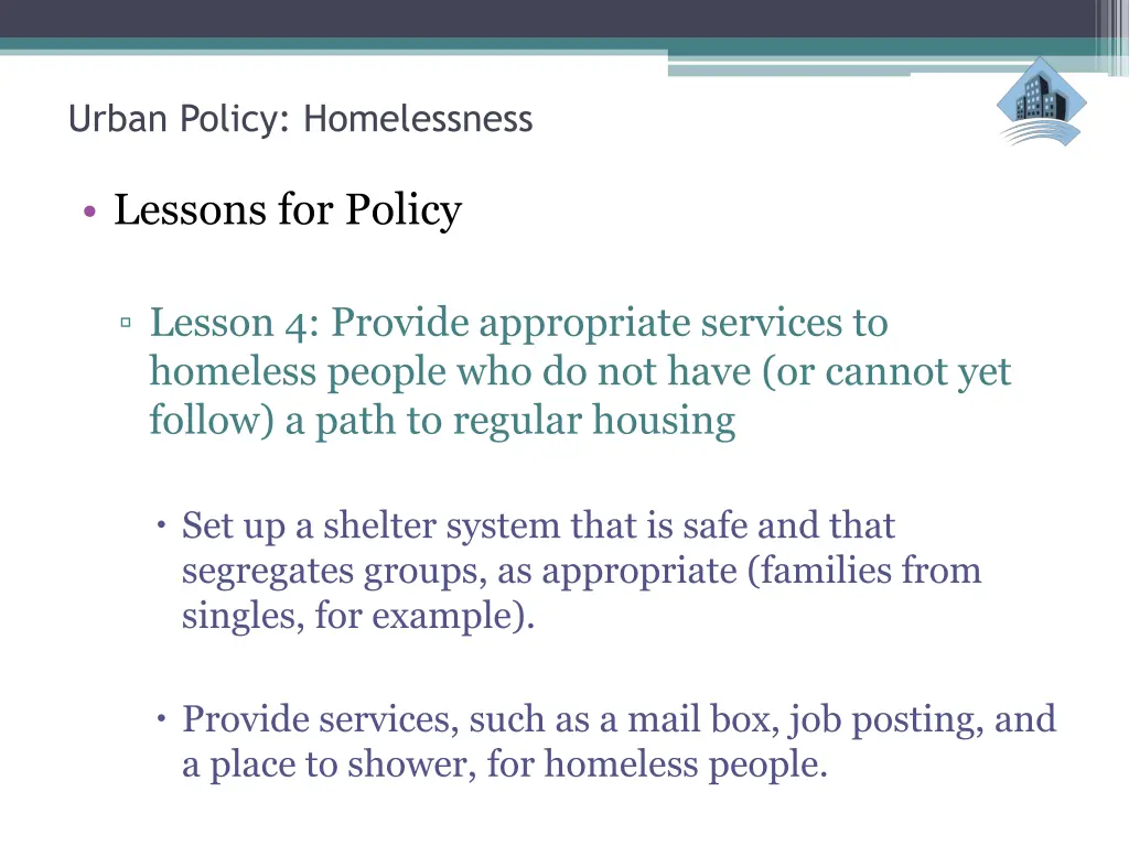 urban policy homelessness 19
