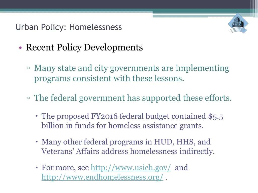 urban policy homelessness 21