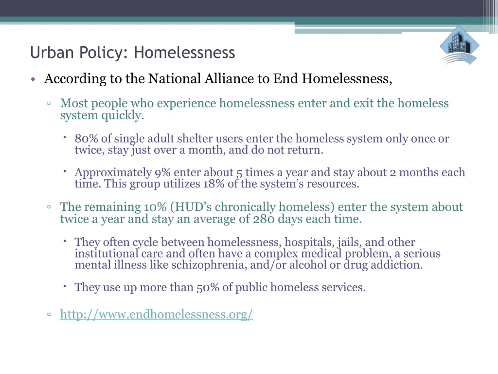 urban policy homelessness 9