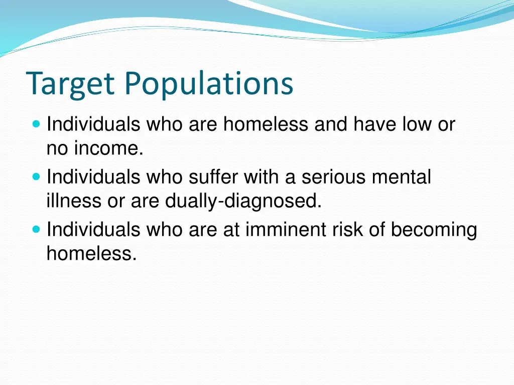 target populations individuals who are homeless