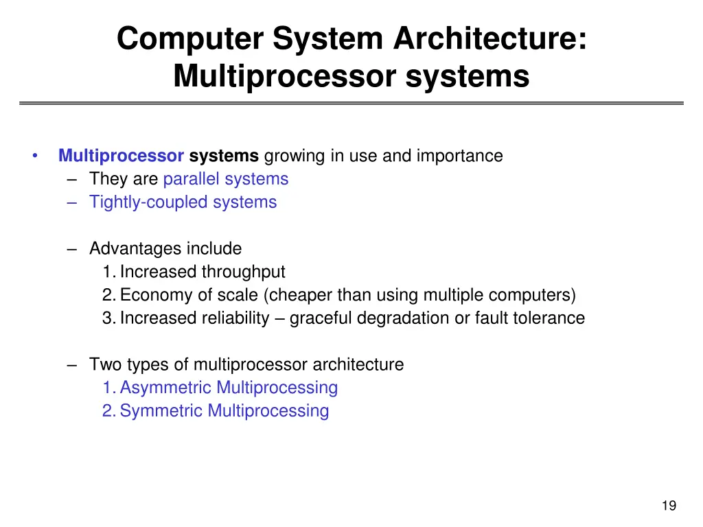 computer system architecture multiprocessor