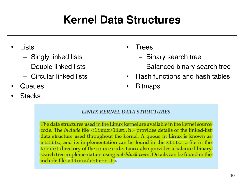kernel data structures