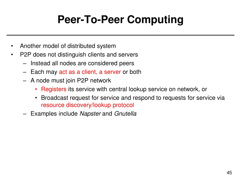 peer to peer computing