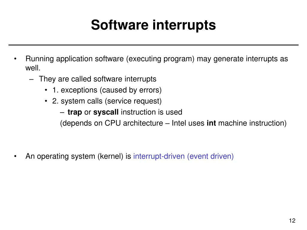 software interrupts