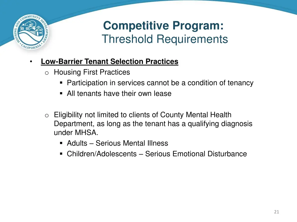 competitive program threshold requirements 5